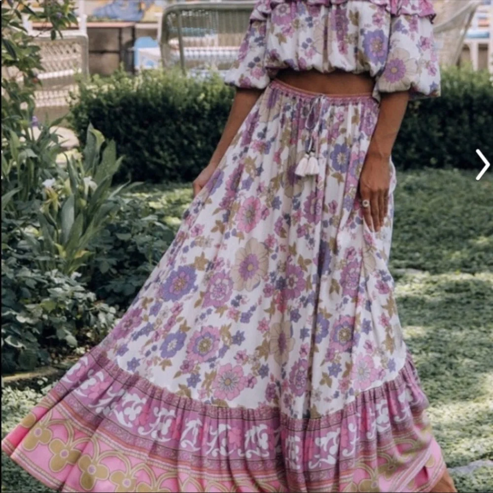 Spell Floral Maxi Skirt - Pink and Purple - Picture 1 of 7